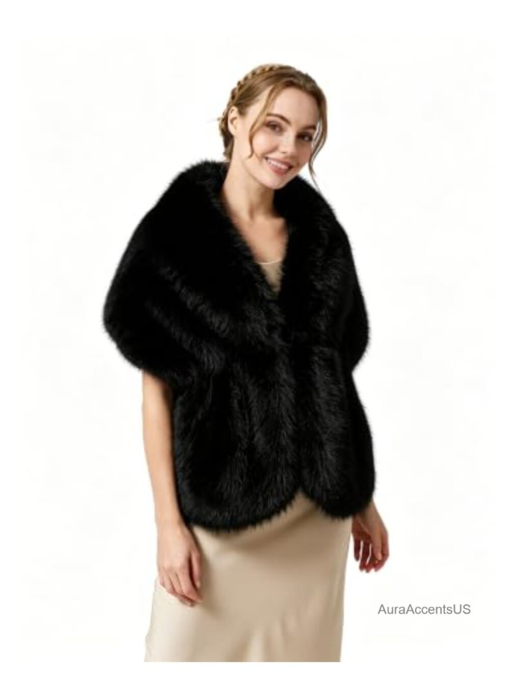 Faux Fur Shawl Wrap Elegant Evening Stole Scarf for Women 63x14
